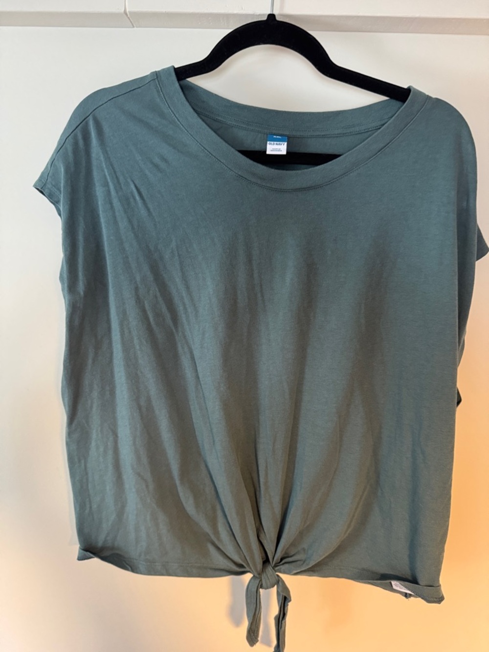 Old Navy Sage Green Tie-Front Crop Top